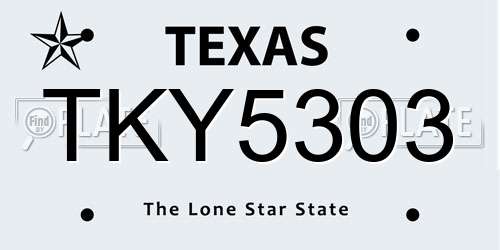 TKY5303 Texas License Plate