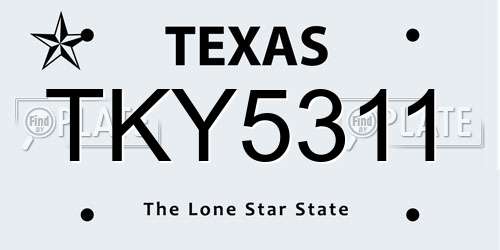 TKY5311 Texas License Plate