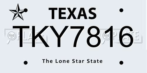 TKY7816 Texas License Plate