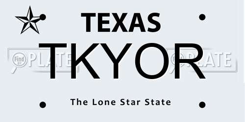 TKYOR Texas License Plate