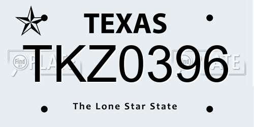 TKZ0396 Texas License Plate