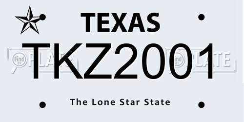 TKZ2001 Texas License Plate