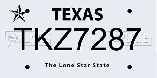 TKZ7287 Texas License Plate