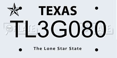 TL3G080 Texas License Plate