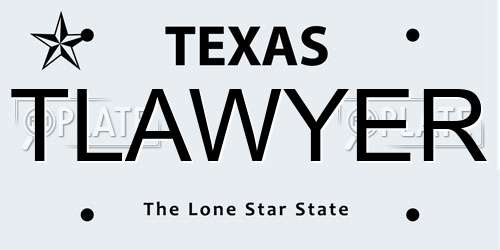 TLAWYER Texas License Plate