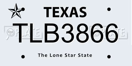TLB3866 Texas License Plate