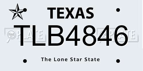 TLB4846 Texas License Plate