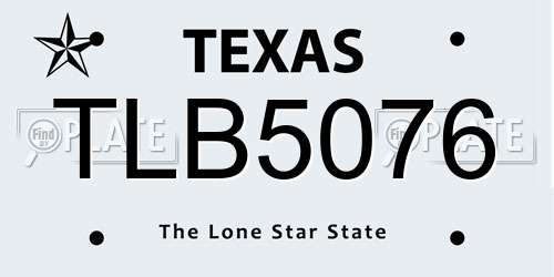 TLB5076 Texas License Plate