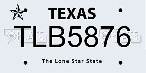 TLB5876 Texas License Plate
