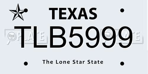 TLB5999 Texas License Plate