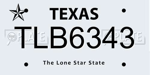 TLB6343 Texas License Plate