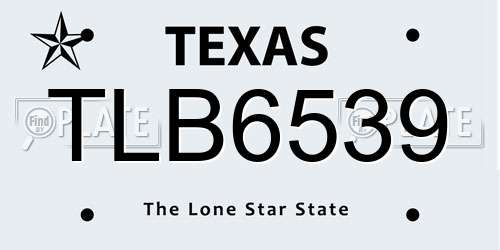 TLB6539 Texas License Plate