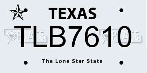 TLB7610 Texas License Plate