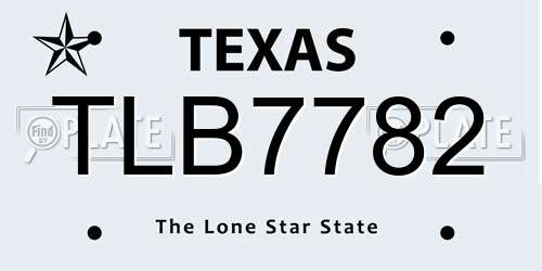 TLB7782 Texas License Plate