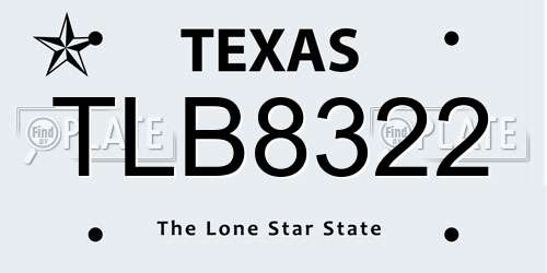 TLB8322 Texas License Plate