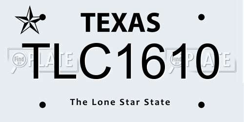 TLC1610 Texas License Plate