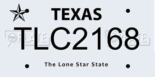 TLC2168 Texas License Plate