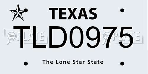 TLD0975 Texas License Plate