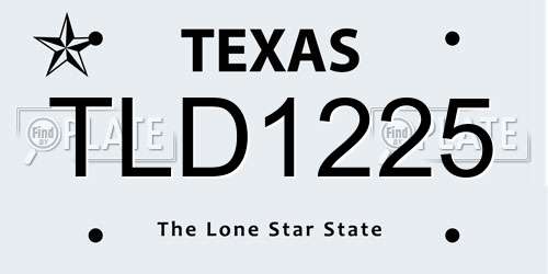 TLD1225 Texas License Plate