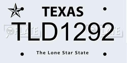 TLD1292 Texas License Plate