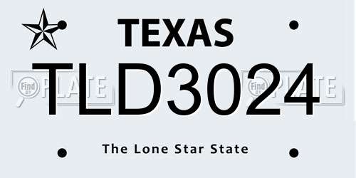 TLD3024 Texas License Plate