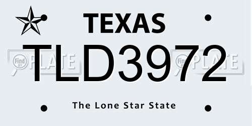 TLD3972 Texas License Plate