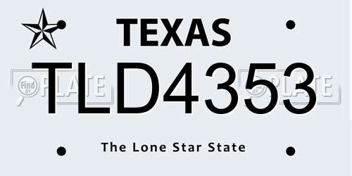 TLD4353 Texas License Plate
