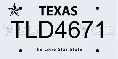 TLD4671 Texas License Plate