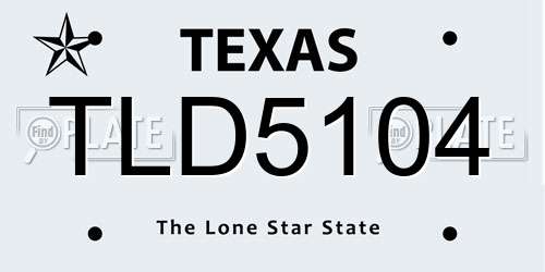 TLD5104 Texas License Plate