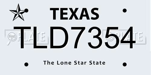 TLD7354 Texas License Plate
