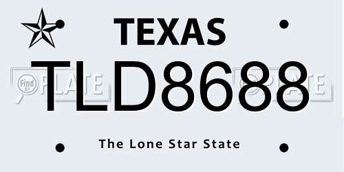TLD8688 Texas License Plate