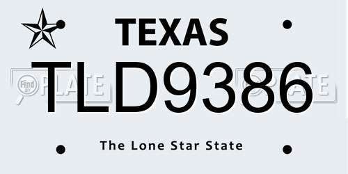 TLD9386 Texas License Plate