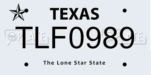 TLF0989 Texas License Plate