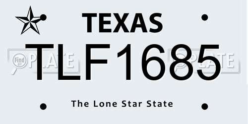 TLF1685 Texas License Plate