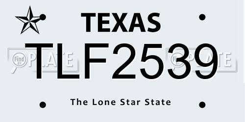 TLF2539 Texas License Plate