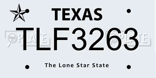 TLF3263 Texas License Plate