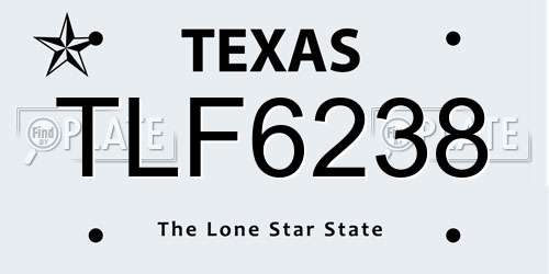 TLF6238 Texas License Plate