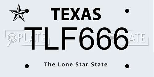 TLF666 Texas License Plate