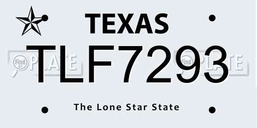 TLF7293 Texas License Plate