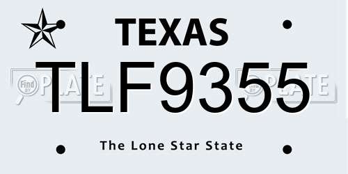 TLF9355 Texas License Plate