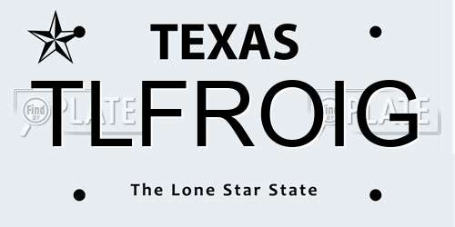 TLFROIG Texas License Plate