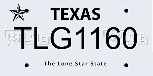 TLG1160 Texas License Plate