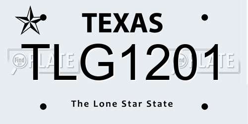 TLG1201 Texas License Plate