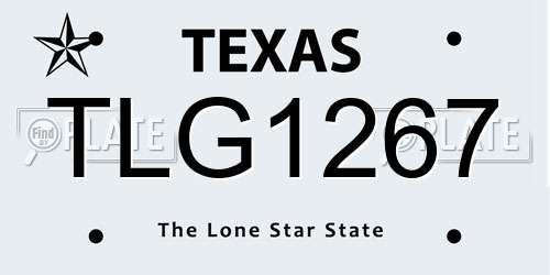 TLG1267 Texas License Plate