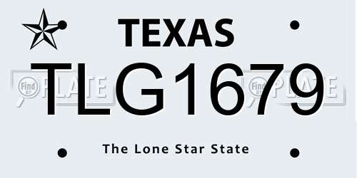 TLG1679 Texas License Plate