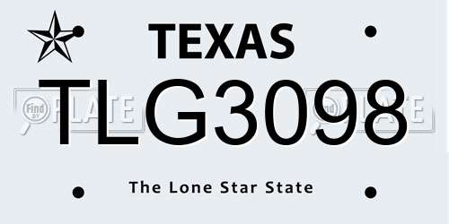 TLG3098 Texas License Plate