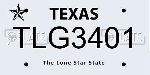 TLG3401 Texas License Plate