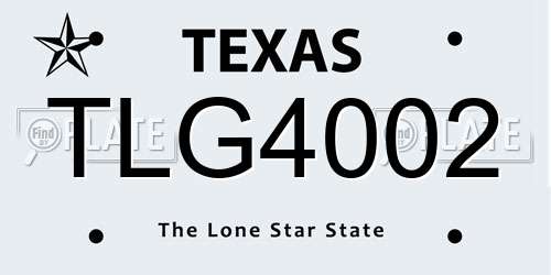 TLG4002 Texas License Plate