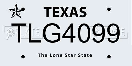 TLG4099 Texas License Plate