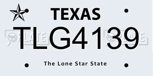 TLG4139 Texas License Plate